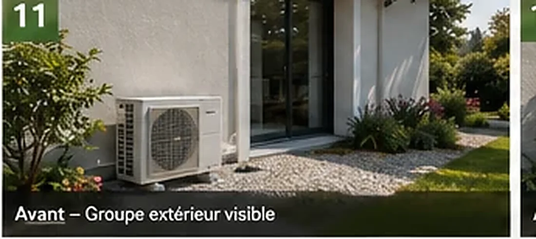 Groupe extérieur apparent contre la façade