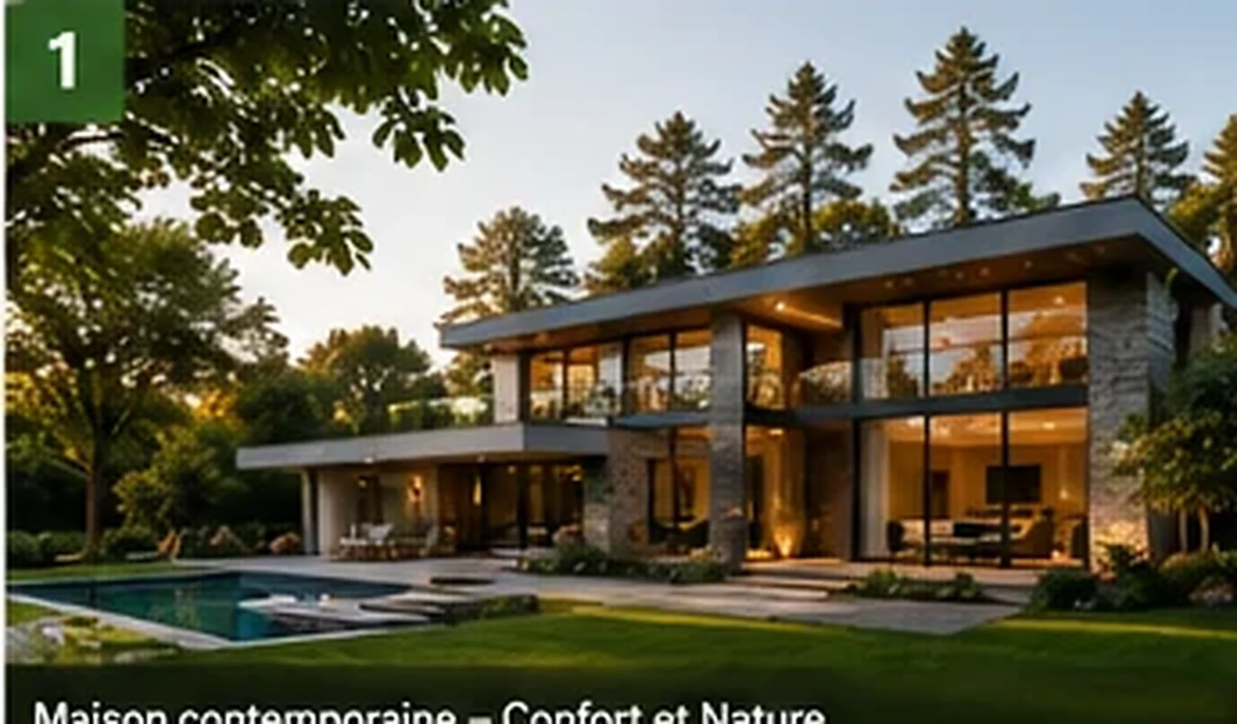 Maison contemporaine entourée de végétation