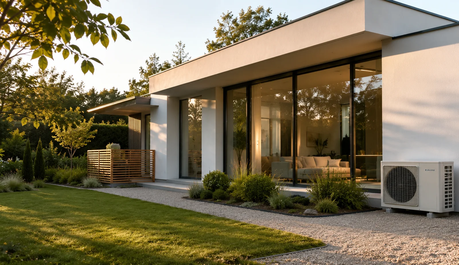Maison contemporaine entourée de végétation